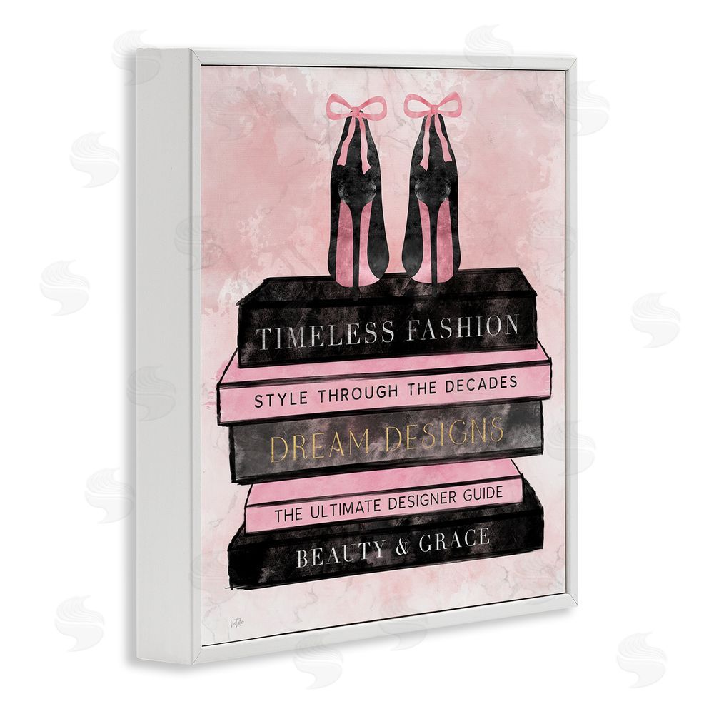 Natalie Carpentieri Blush Fashion Book Stack White Framed Giclee Wall Art Print
