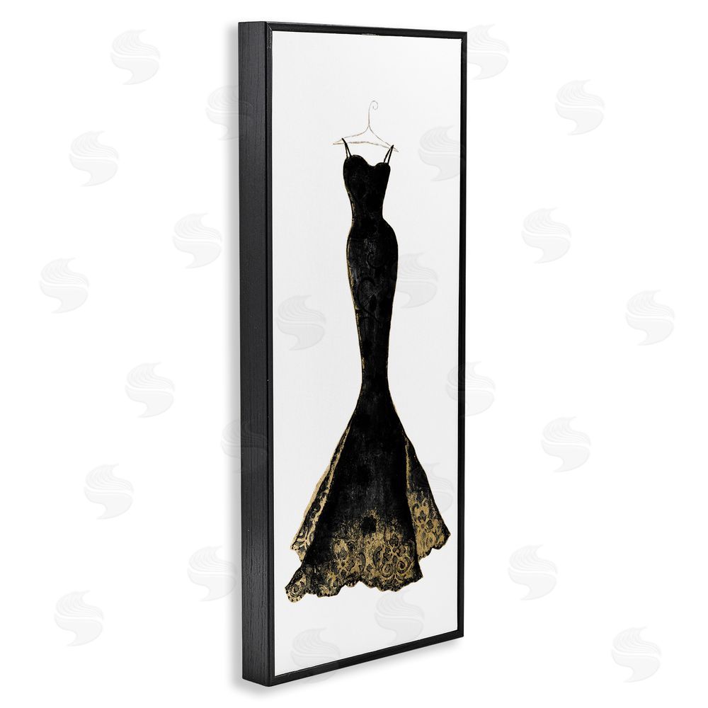 Janet Tava Gilded Black Evening Gown Black Framed Giclee Wall Art Print