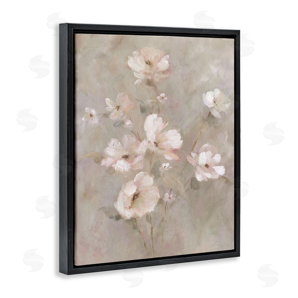 Carol Robinson Delicate Blush Floral Arrangement Black Floating Frame Canvas Wall Art Print