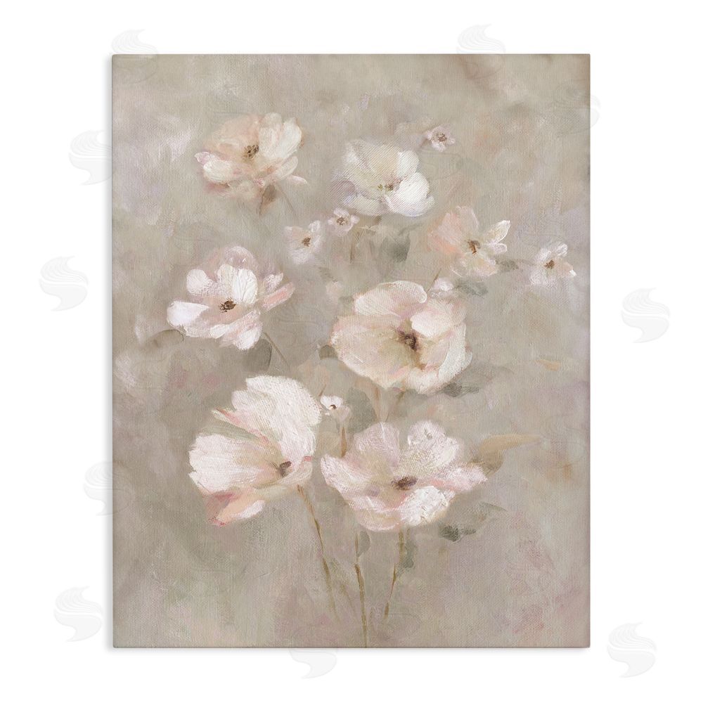 Carol Robinson Blush Florals over Beige Stretched Canvas Wall Art Print