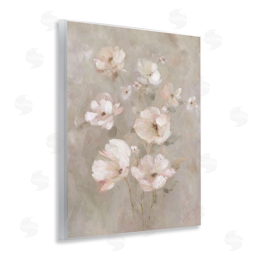 Carol Robinson Blush Florals over Beige Wooden Wall Plaque Art Print