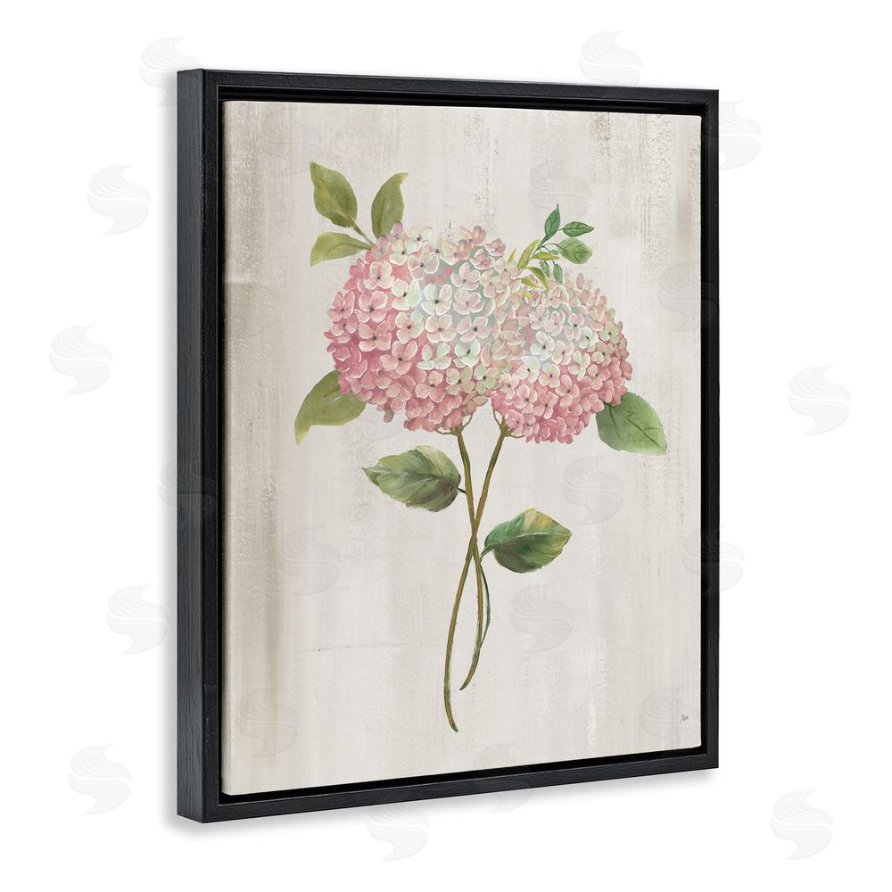 Nan Vintage Pink Hydrangea Black Floating Frame Canvas Wall Art Print