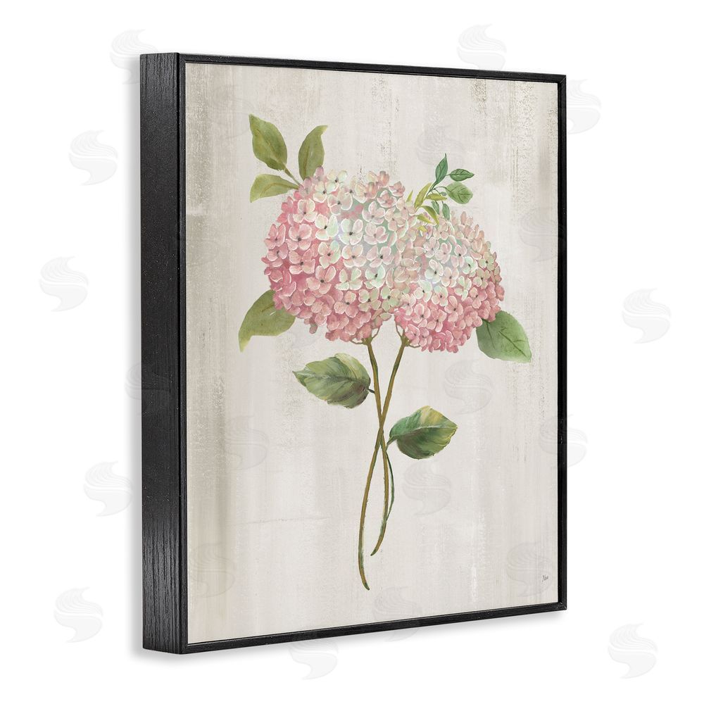 Nan Vintage Pink Hydrangea Black Framed Giclee Wall Art Print