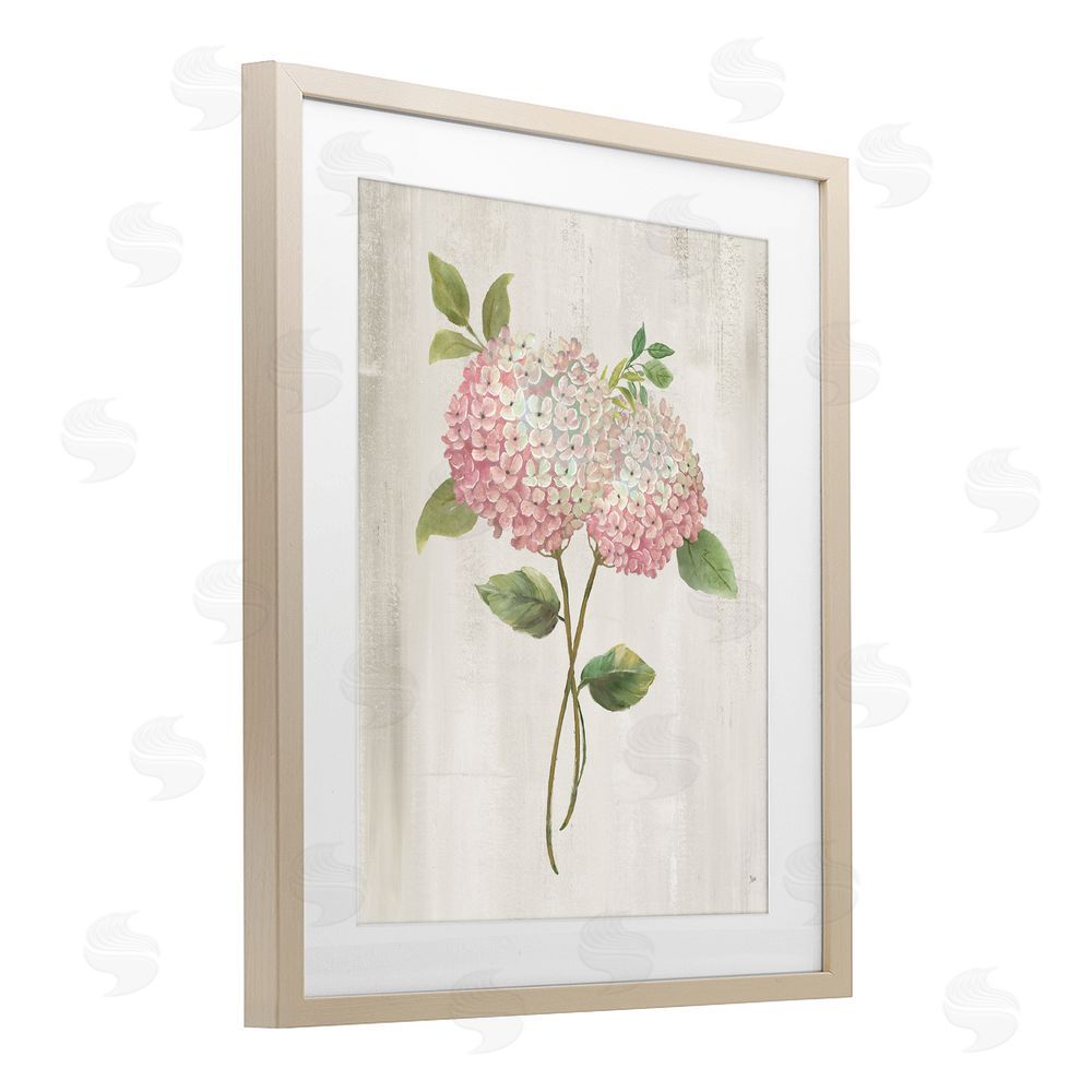 Nan Vintage Pink Hydrangea Brown Framed Print Under Glass Wall Art