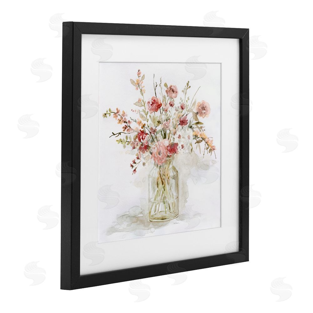 Carol Robinson Springtime Blooms in Glass Vase Black Framed Print Under Glass Wall Art