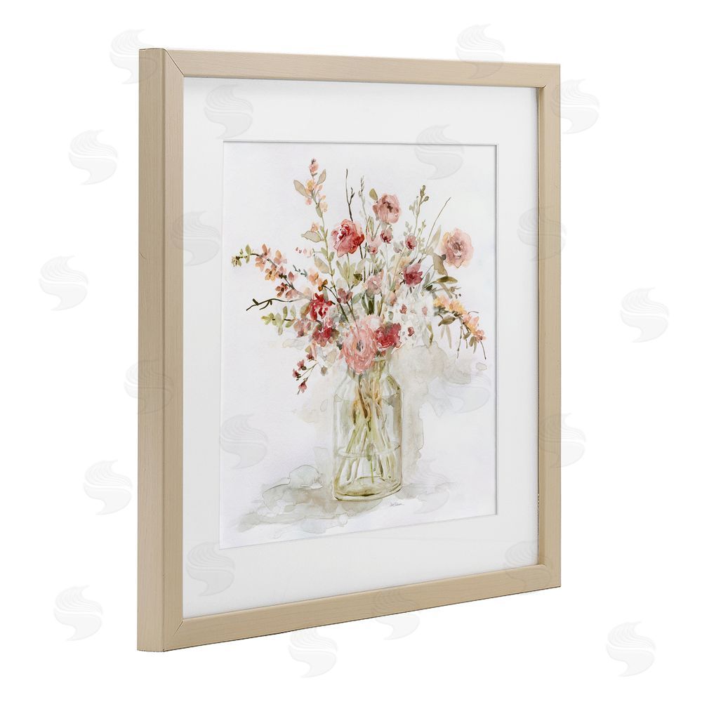 Carol Robinson Springtime Blooms in Glass Vase Brown Framed Print Under Glass Wall Art