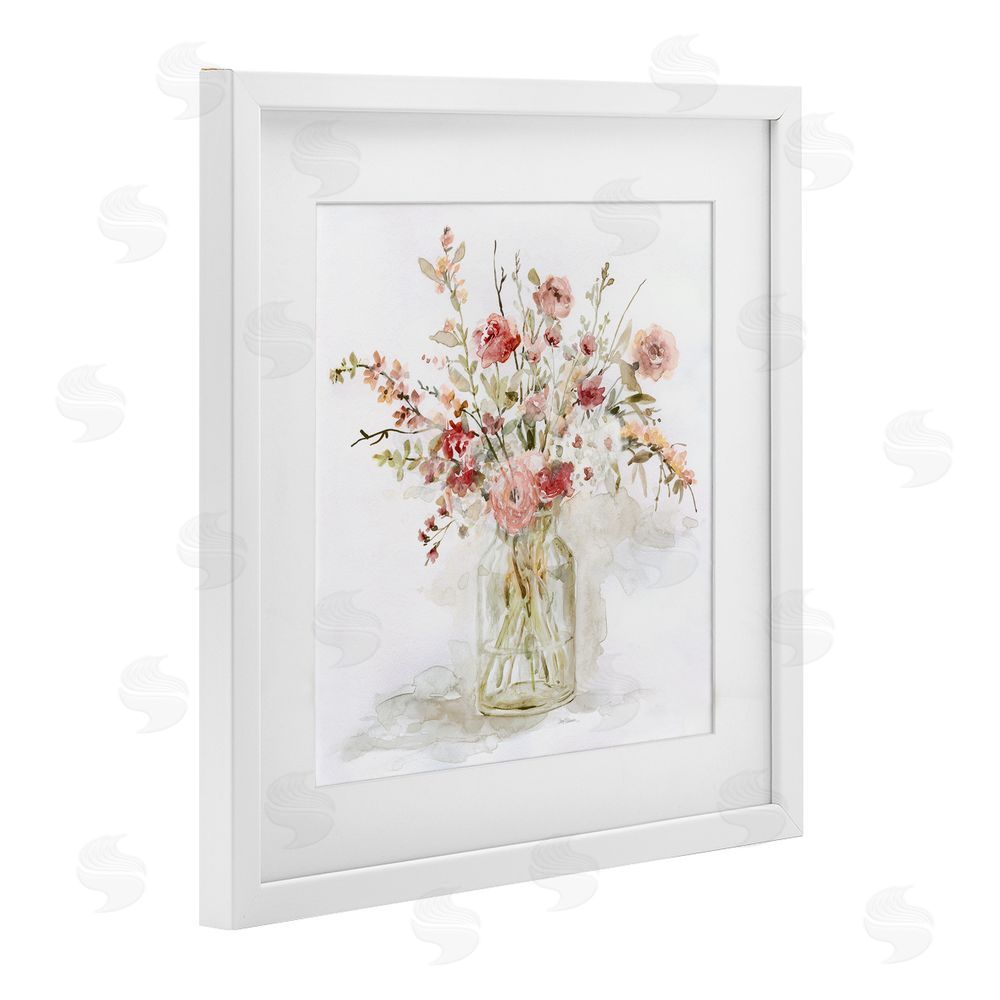 Carol Robinson Springtime Blooms in Glass Vase White Framed Print Under Glass Wall Art