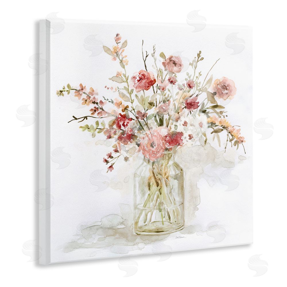 Carol Robinson Springtime Blooms in Glass Vase Wooden Wall Plaque Art Print