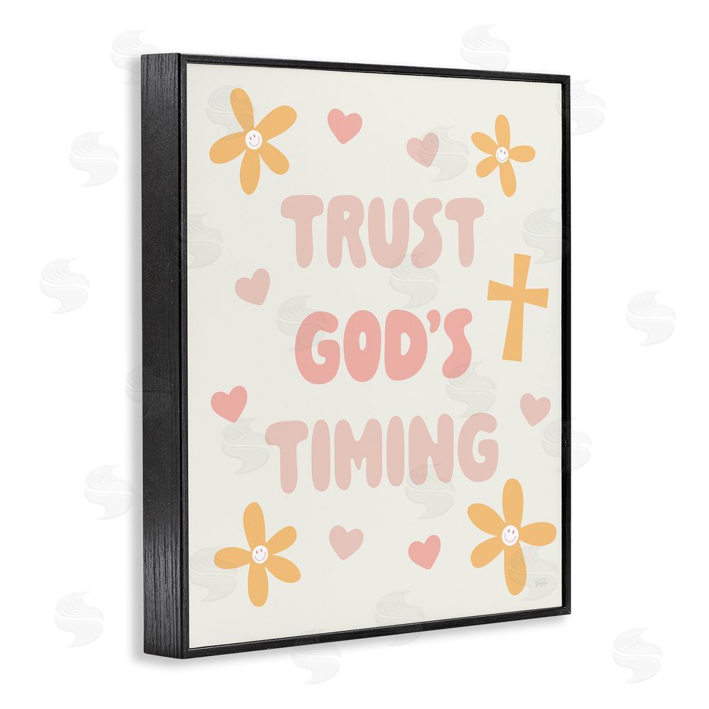Natalie Carpentieri Retro Trust God's Timing Black Framed Giclee Wall Art Print