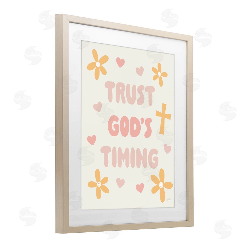 Natalie Carpentieri Retro Trust God's Timing Brown Framed Print Under Glass Wall Art