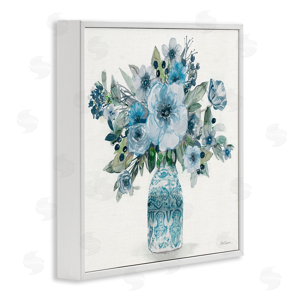 Carol Robinson Pastel Blue Botanical Bouquet White Framed Giclee Wall Art Print