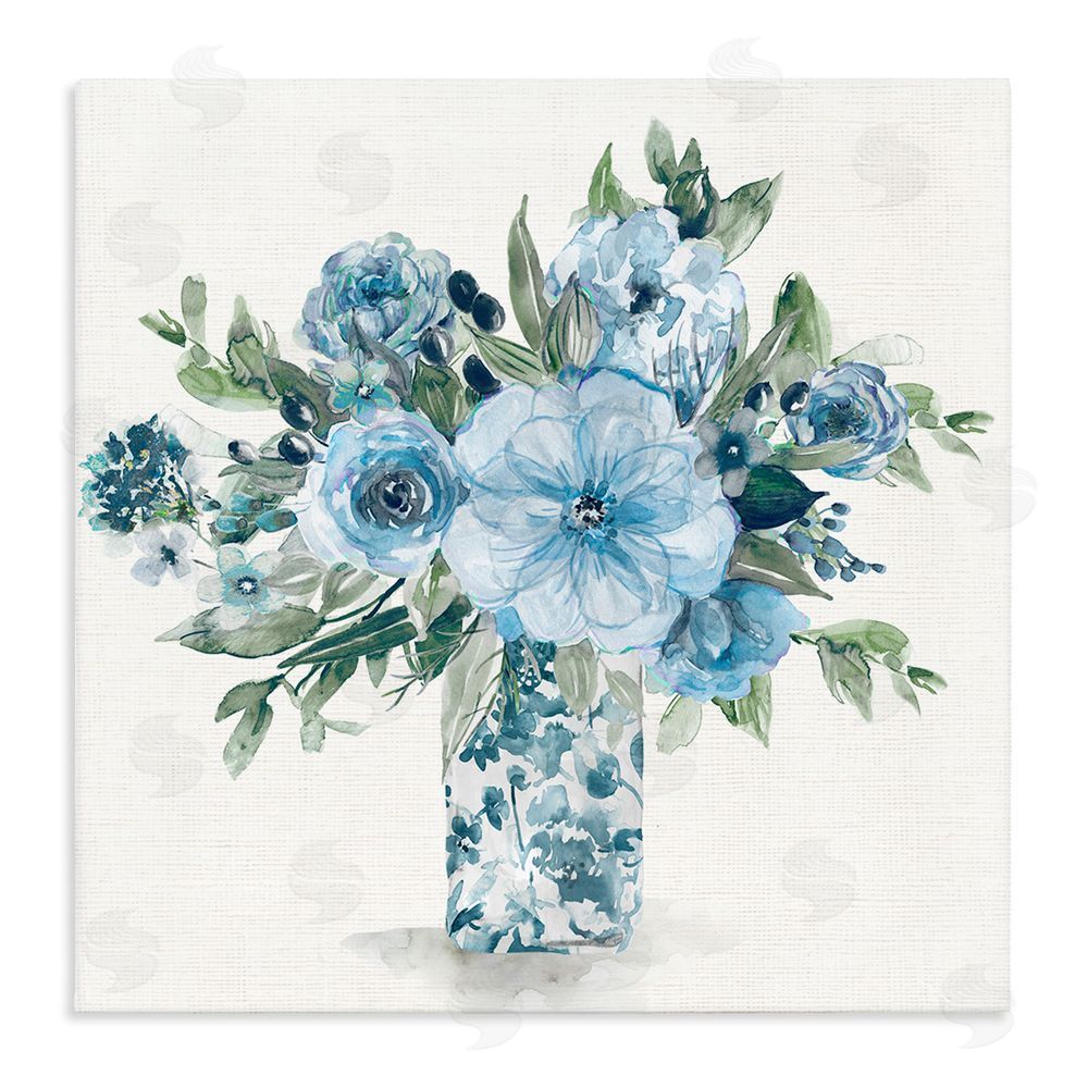 Carol Robinson Pastel Blue Bouquet Foliage Stretched Canvas Wall Art Print