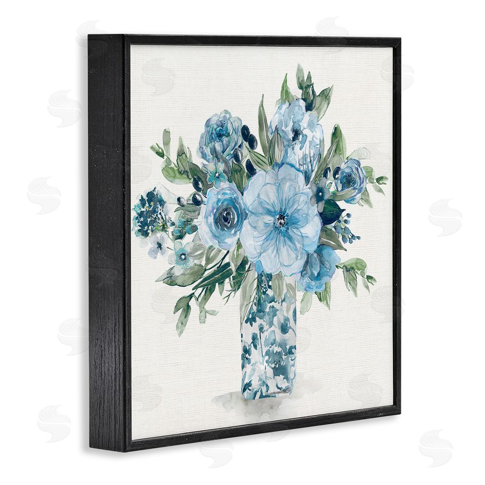 Carol Robinson Pastel Blue Bouquet Foliage Black Framed Giclee Wall Art Print