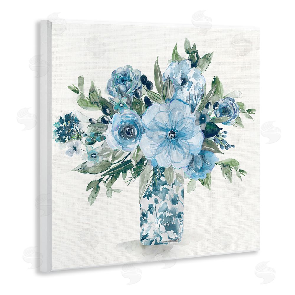 Carol Robinson Pastel Blue Bouquet Foliage Wooden Wall Plaque Art Print