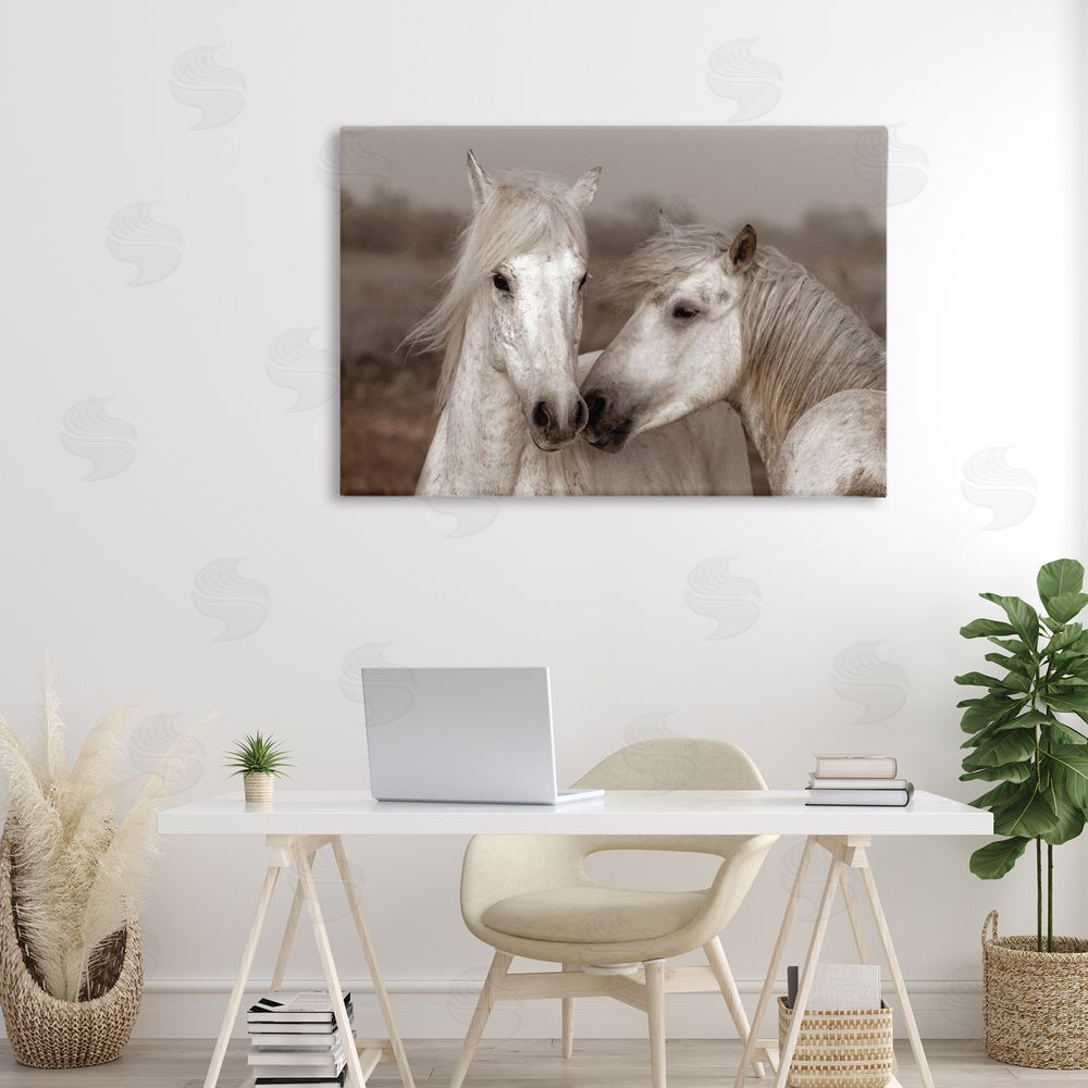 Danita Delimont Gentle Companionship Horses Stretched Canvas Wall Art in Room