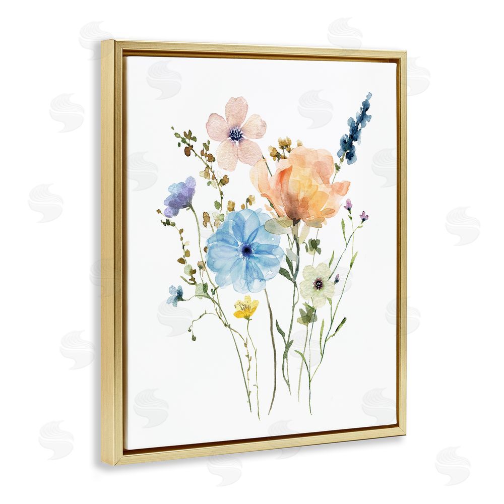 Livi Finn Wildflower Sprig Bundle Gold Floating Frame Canvas Wall Art Print
