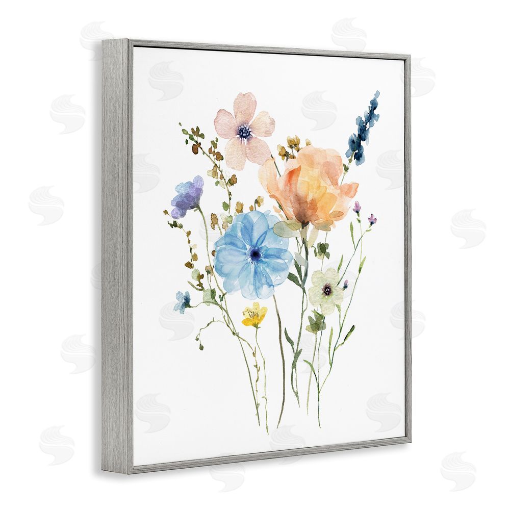 Livi Finn Wildflower Sprig Bundle Gray Framed Giclee Wall Art Print