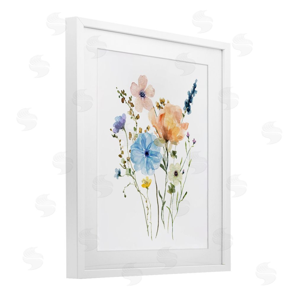 Livi Finn Wildflower Sprig Bundle White Framed Print Under Glass Wall Art
