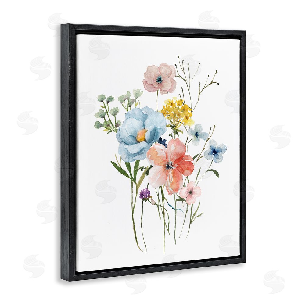 Livi Finn Spring Meadow Wild Flowers Black Floating Frame Canvas Wall Art Print