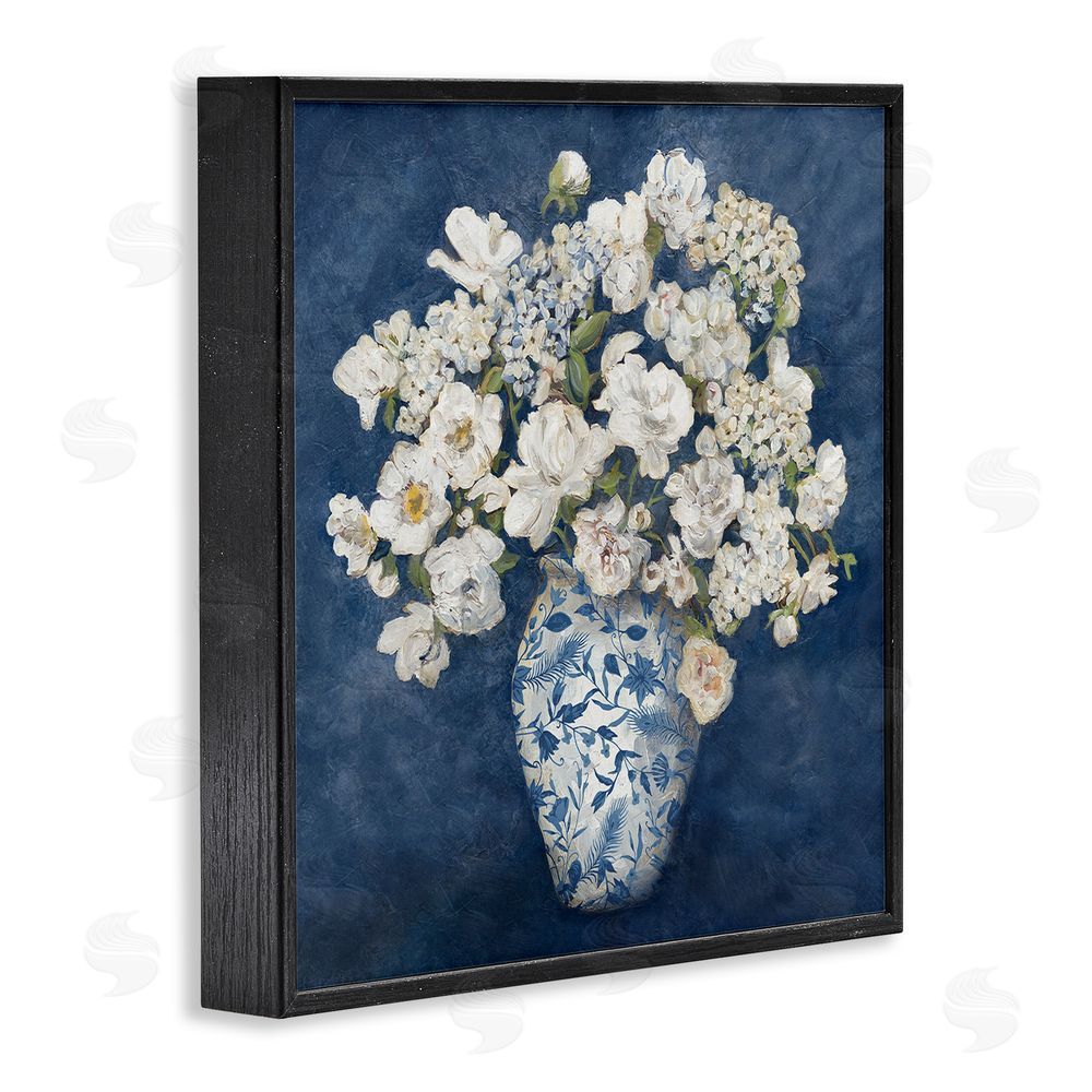 Charlene Olson Classic Blue Chinoiserie Vase Black Framed Giclee Wall Art Print