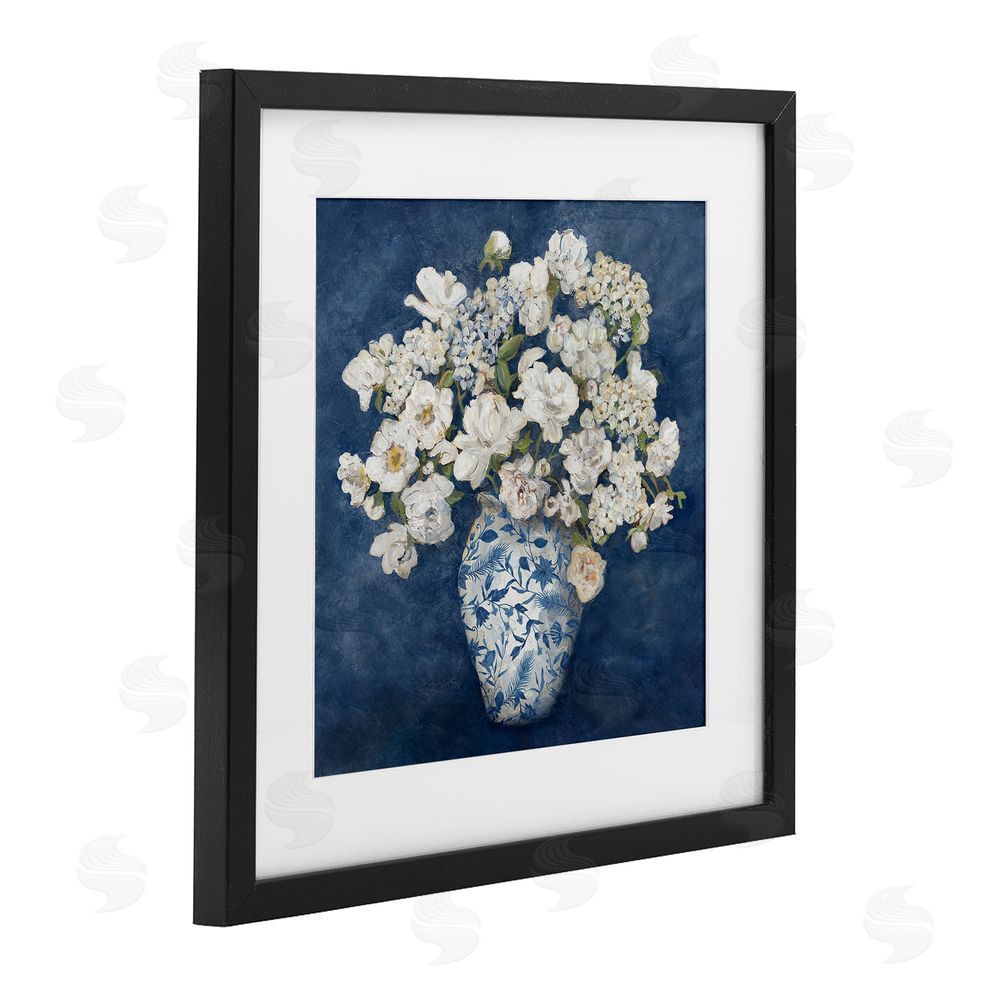 Charlene Olson Classic Blue Chinoiserie Vase Black Framed Print Under Glass Wall Art