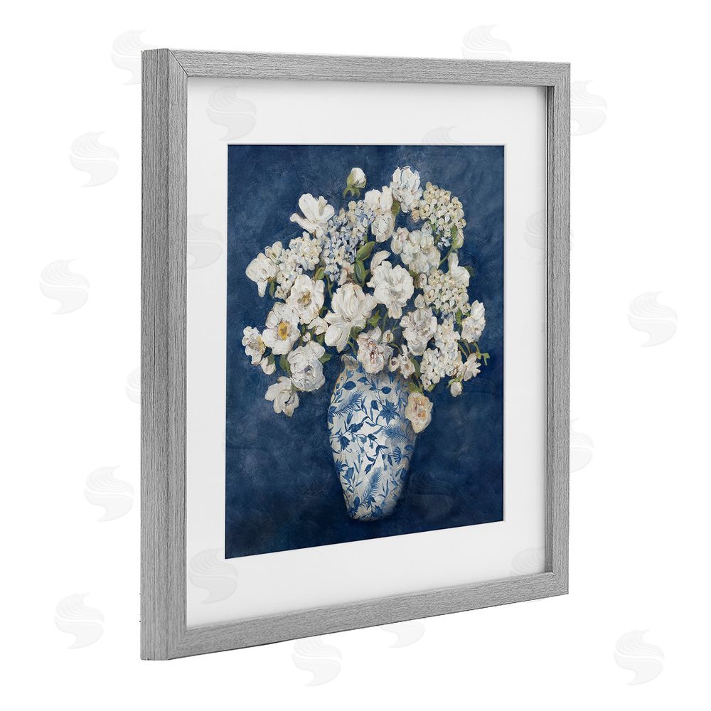 Charlene Olson Classic Blue Chinoiserie Vase Gray Framed Print Under Glass Wall Art