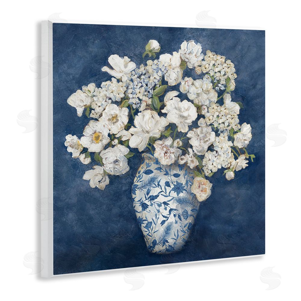 Charlene Olson Classic Blue Chinoiserie Vase Wooden Wall Plaque Art Print