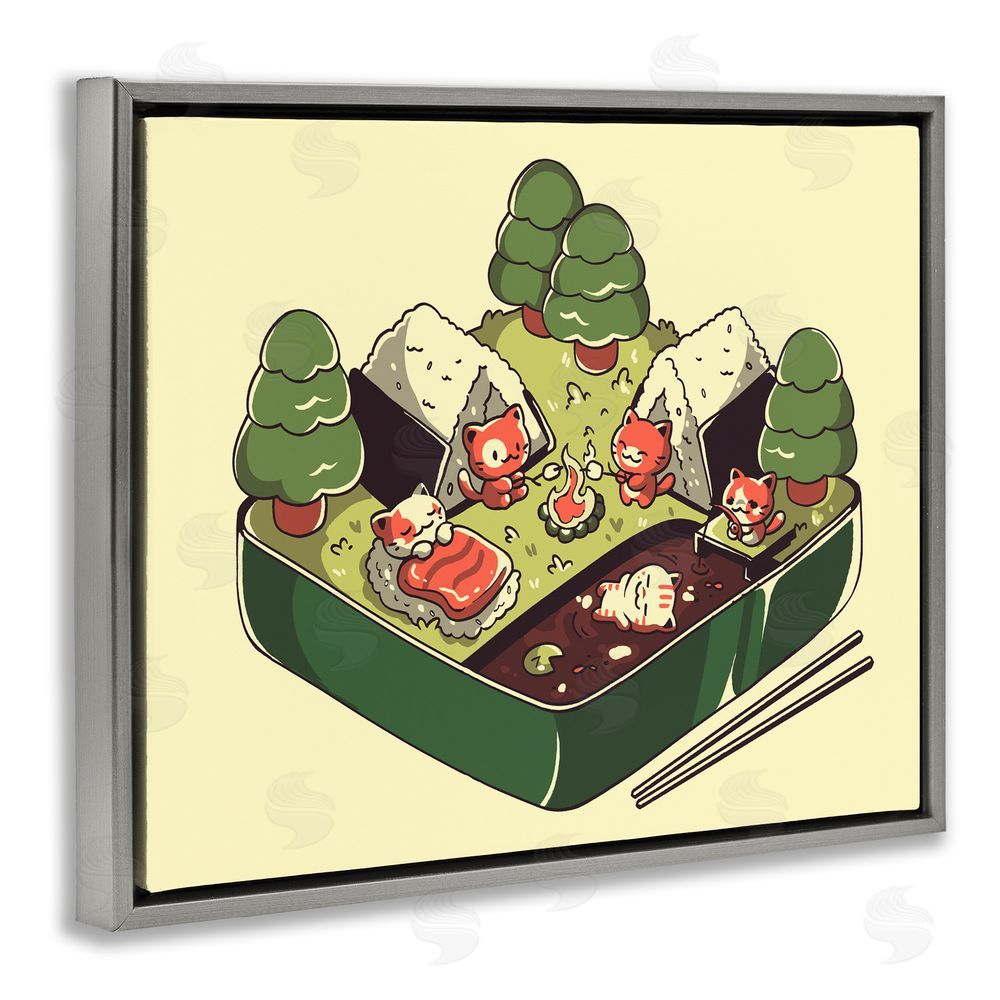 Tobe Fonseca Kawaii Sushi Camp Bento Gray Floating Frame Canvas Wall Art Print