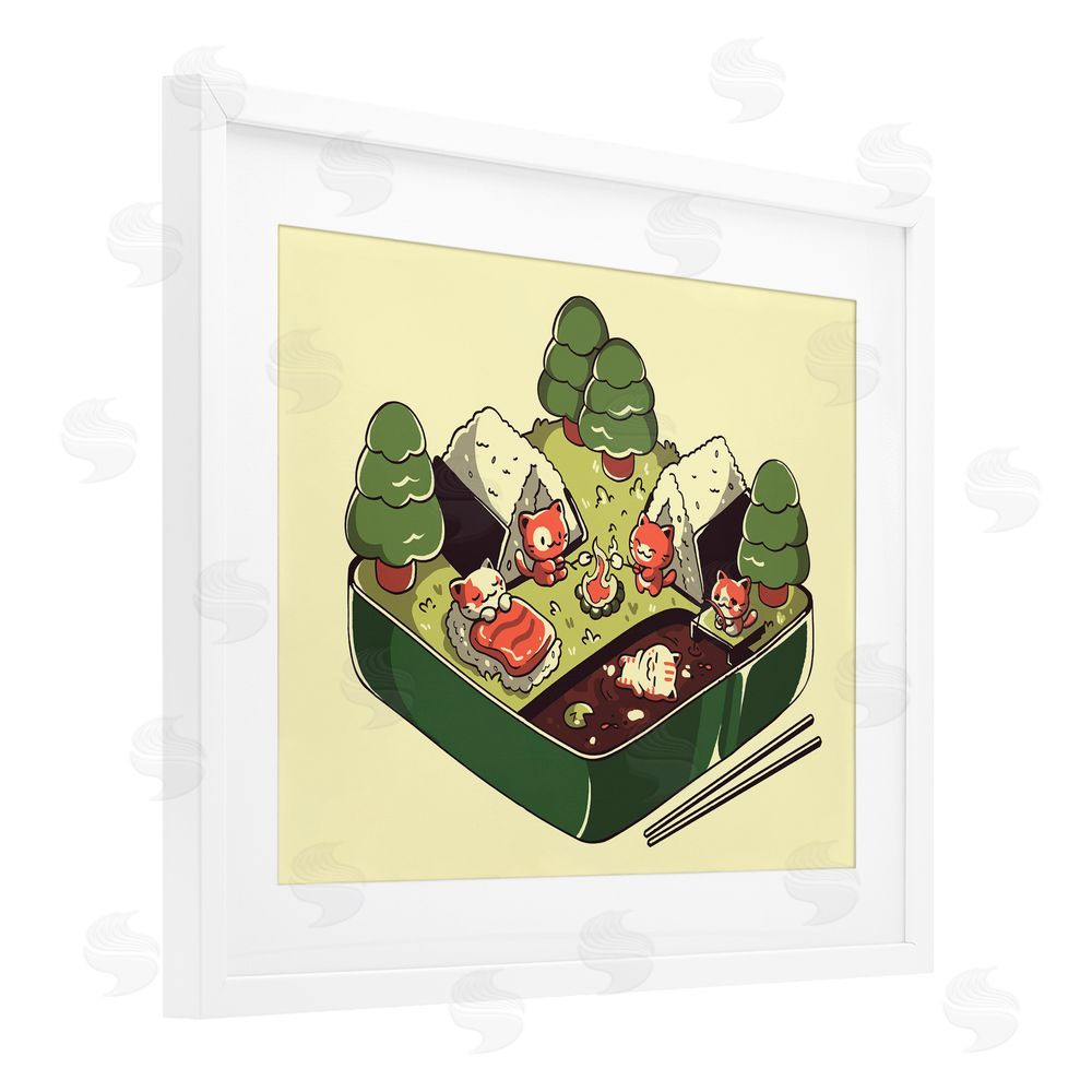 Tobe Fonseca Kawaii Sushi Camp Bento White Framed Print Under Glass Wall Art