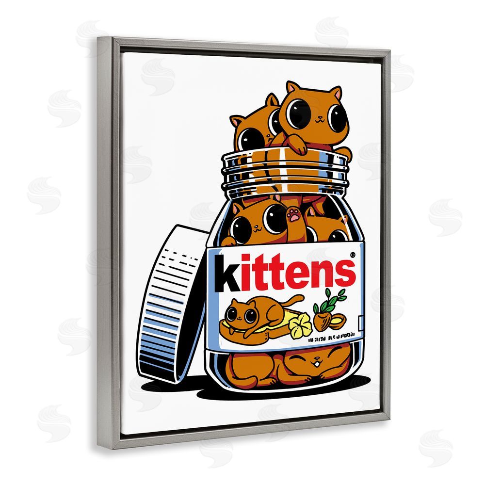 Tobe Fonseca Hazelnut Spread Cats Gray Floating Frame Canvas Wall Art Print