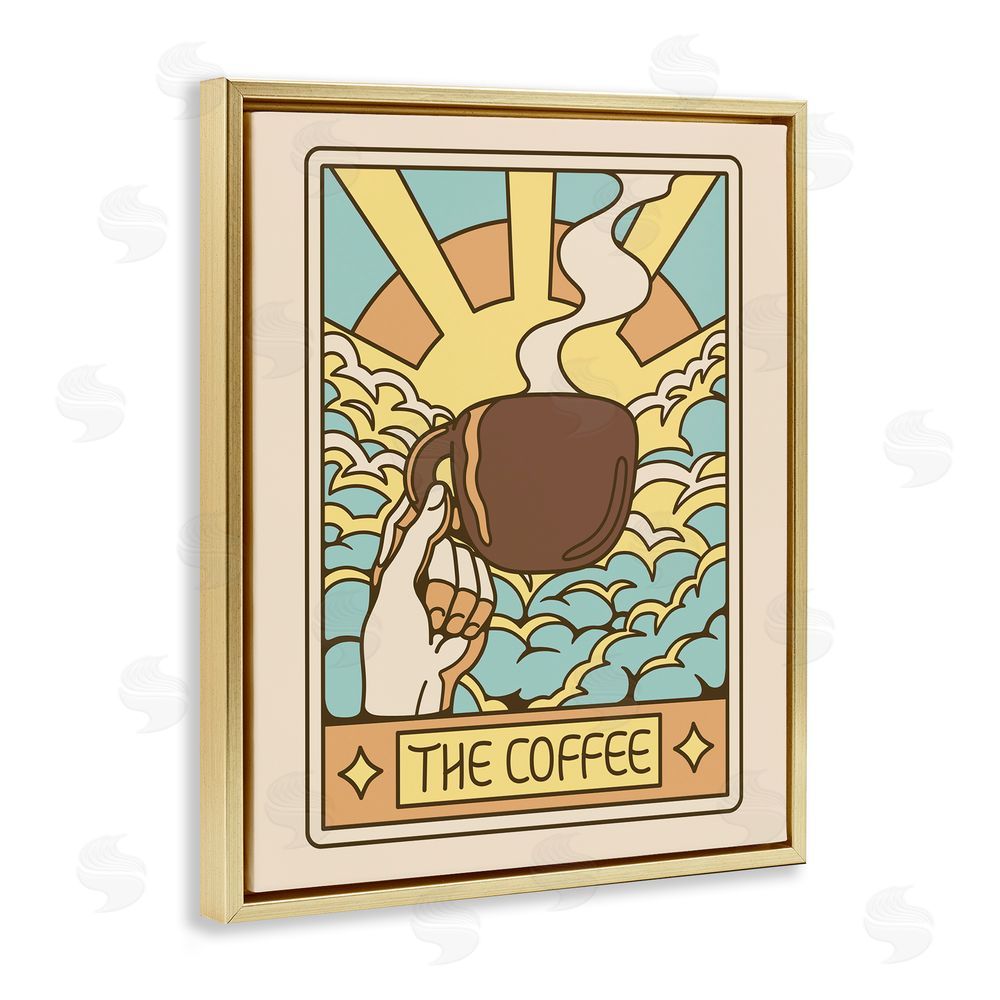 Tobe Fonseca The Coffee Muted Tarot Gold Floating Frame Canvas Wall Art Print