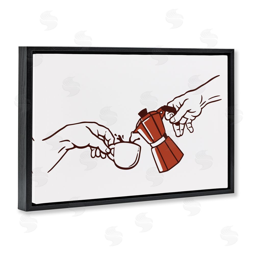 Tobe Fonseca Creation Of Coffee Classic Parody Black Floating Frame Canvas Wall Art Print