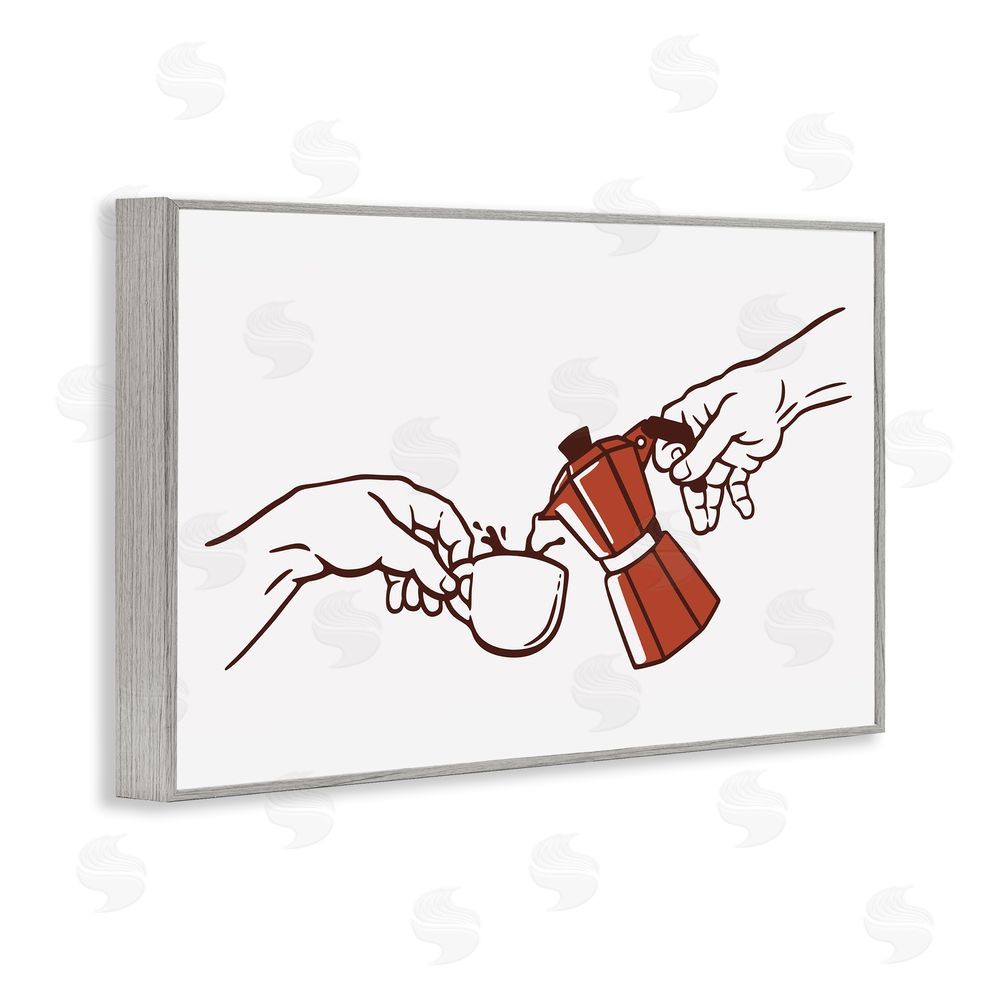 Tobe Fonseca Creation Of Coffee Classic Parody Gray Framed Giclee Wall Art Print