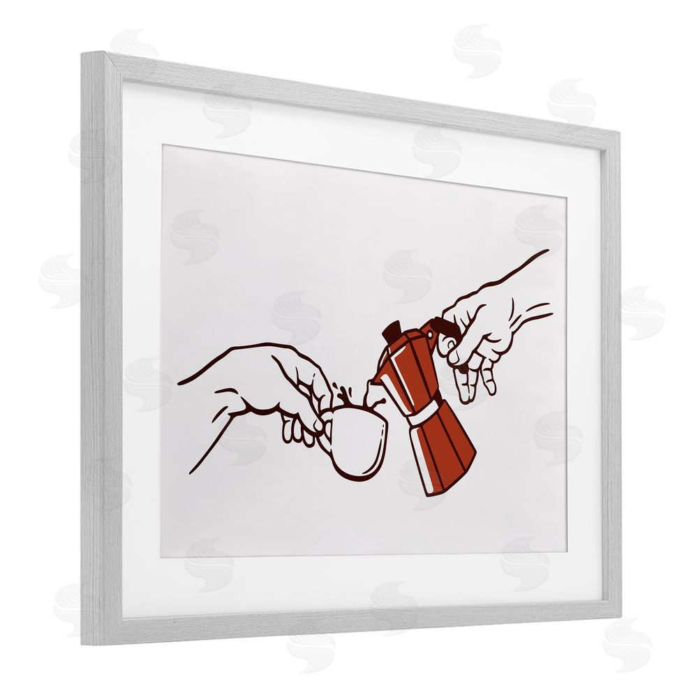 Tobe Fonseca Creation Of Coffee Classic Parody Gray Framed Print Under Glass Wall Art