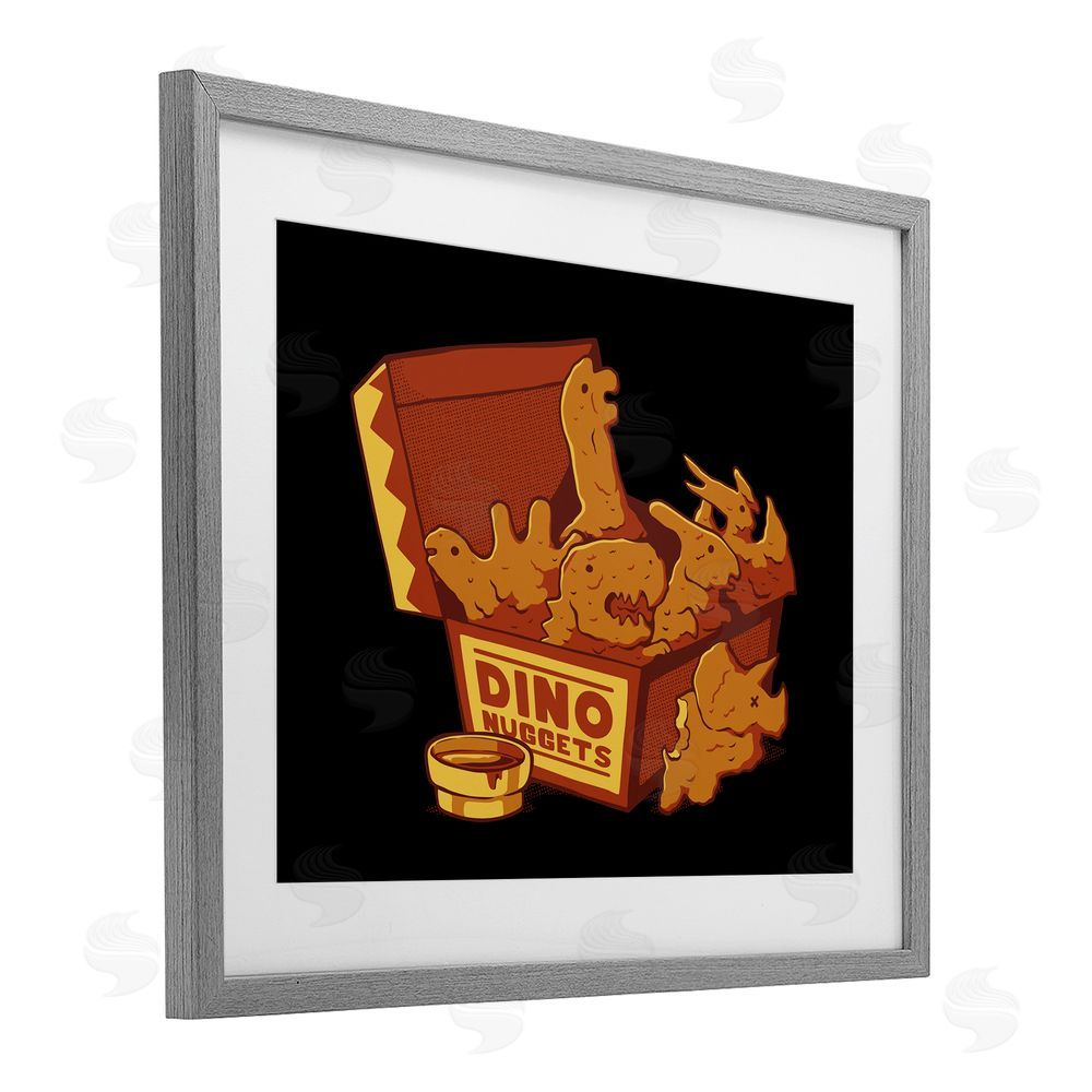 Tobe Fonseca Dino Nuggets with Sauce Gray Framed Print Under Glass Wall Art