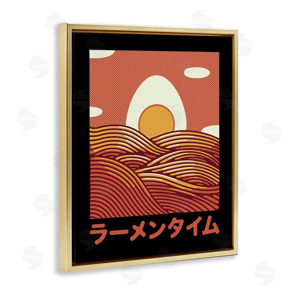 Tobe Fonseca Minimalist Egg & Ramen Sunset Gold Floating Frame Canvas Wall Art Print