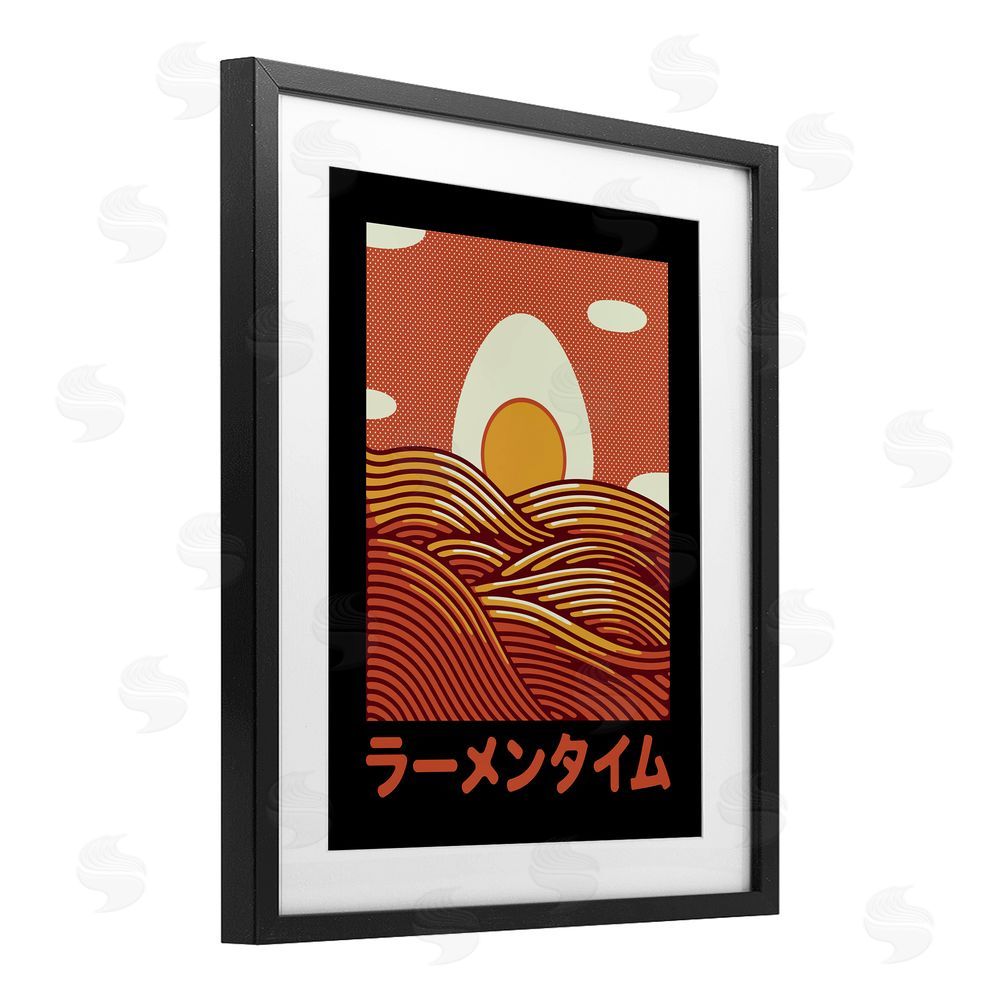 Tobe Fonseca Minimalist Egg & Ramen Sunset Black Framed Print Under Glass Wall Art