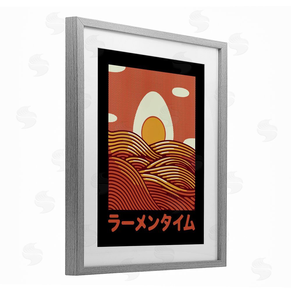 Tobe Fonseca Minimalist Egg & Ramen Sunset Gray Framed Print Under Glass Wall Art