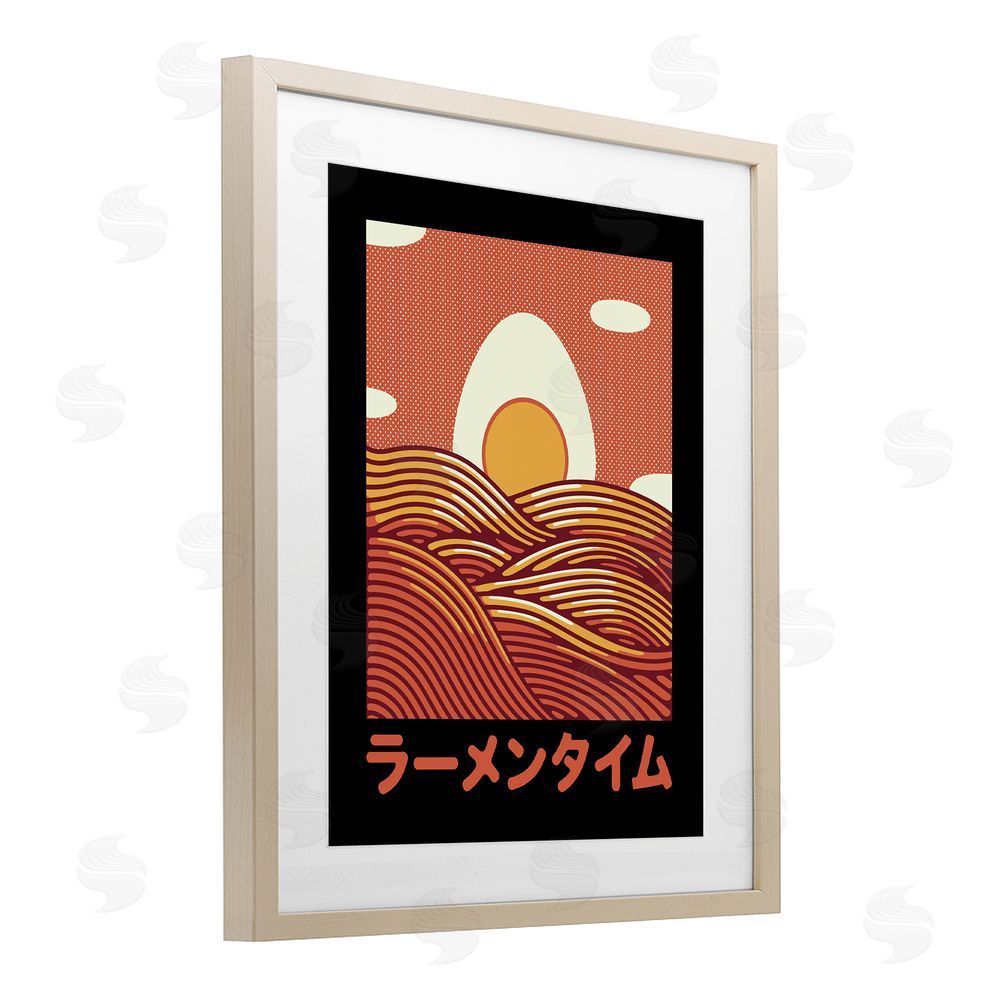 Tobe Fonseca Minimalist Egg & Ramen Sunset Birch Framed Print Under Glass Wall Art