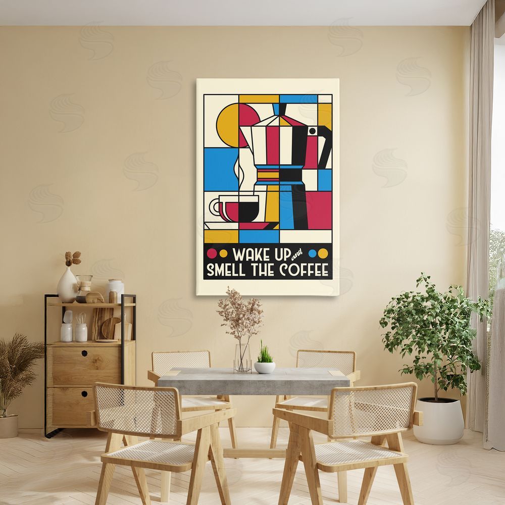 Tobe Fonseca Retro Wake Up & Smell Coffee Stretched Canvas Wall Art in Room
