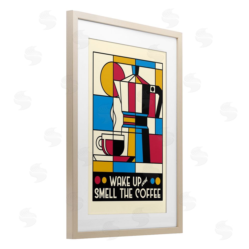 Tobe Fonseca Retro Wake Up & Smell Coffee Birch Framed Print Under Glass Wall Art