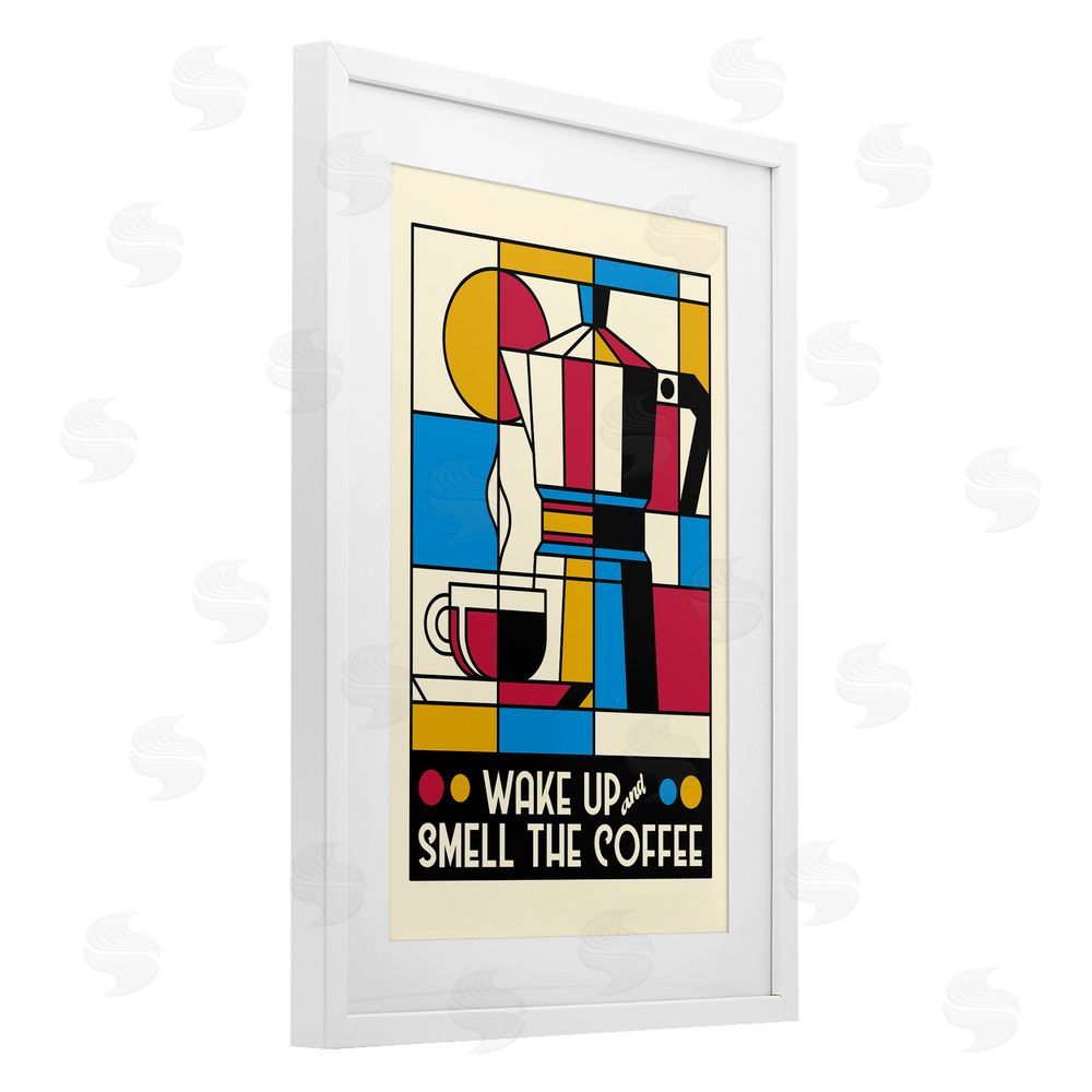 Tobe Fonseca Retro Wake Up & Smell Coffee White Framed Print Under Glass Wall Art