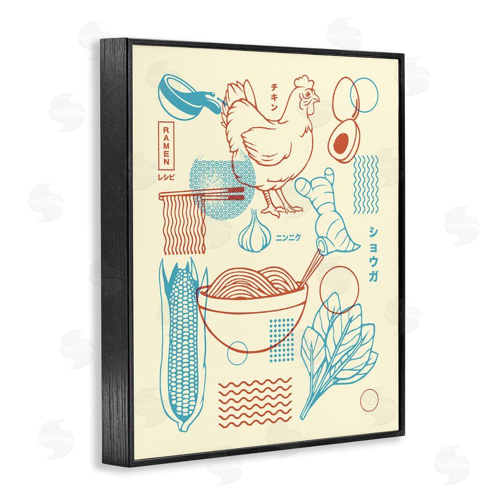 Tobe Fonseca Minimalist Ramen Ingredients Black Framed Giclee Wall Art Print
