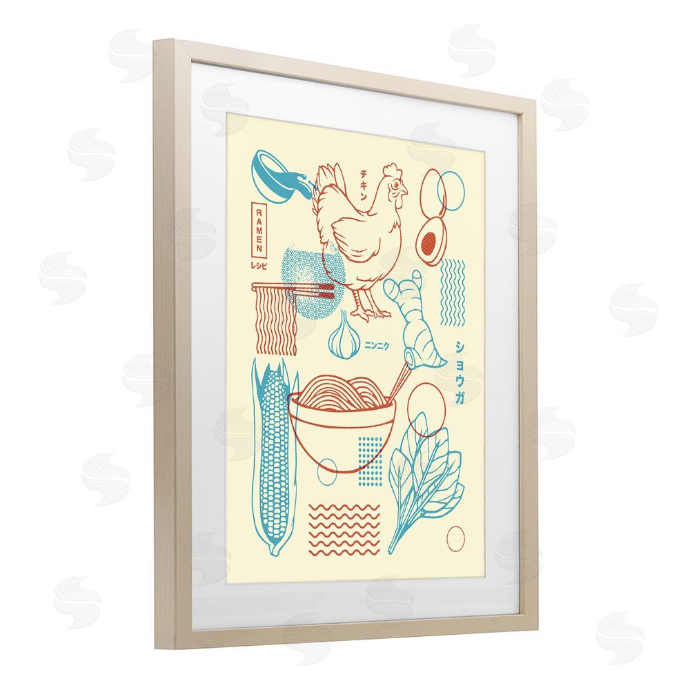 Tobe Fonseca Minimalist Ramen Ingredients Brown Framed Print Under Glass Wall Art
