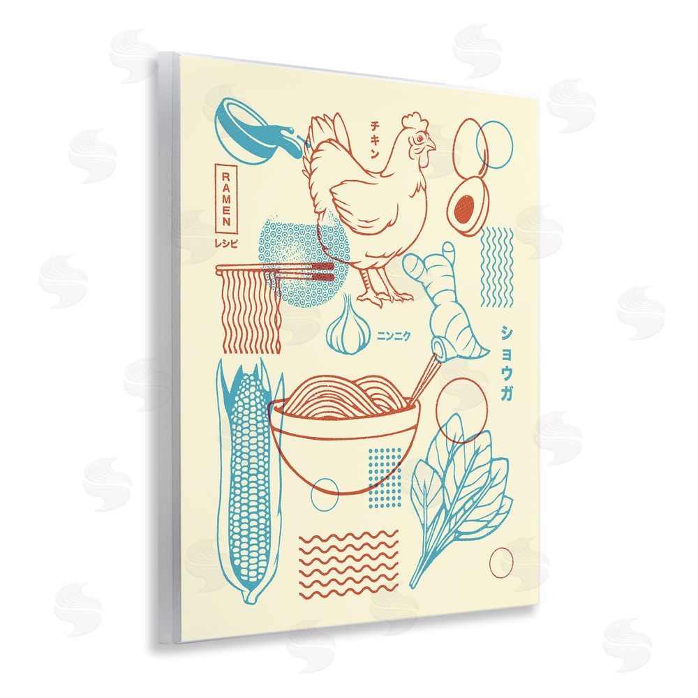 Tobe Fonseca Minimalist Ramen Ingredients Wooden Wall Plaque Art Print