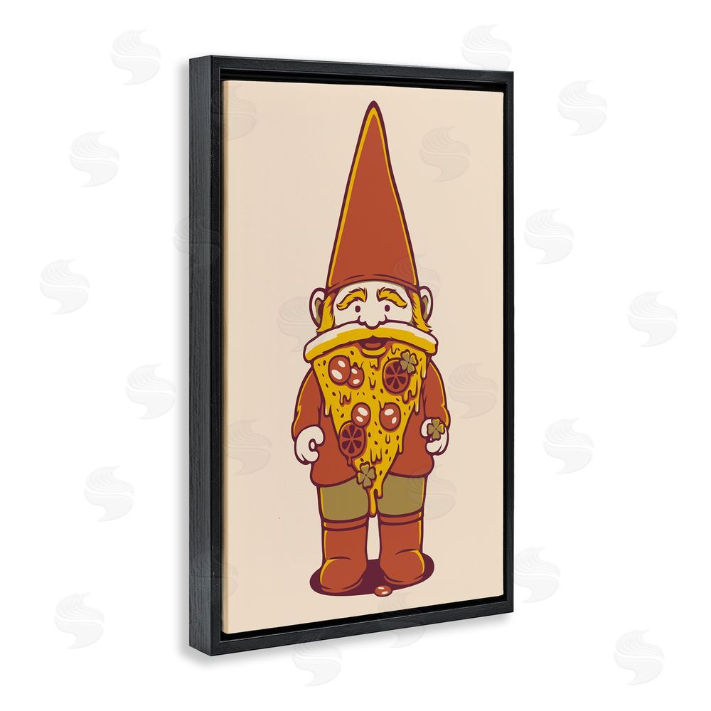 Tobe Fonseca Happy Pizza Gnome Black Floating Frame Canvas Wall Art Print