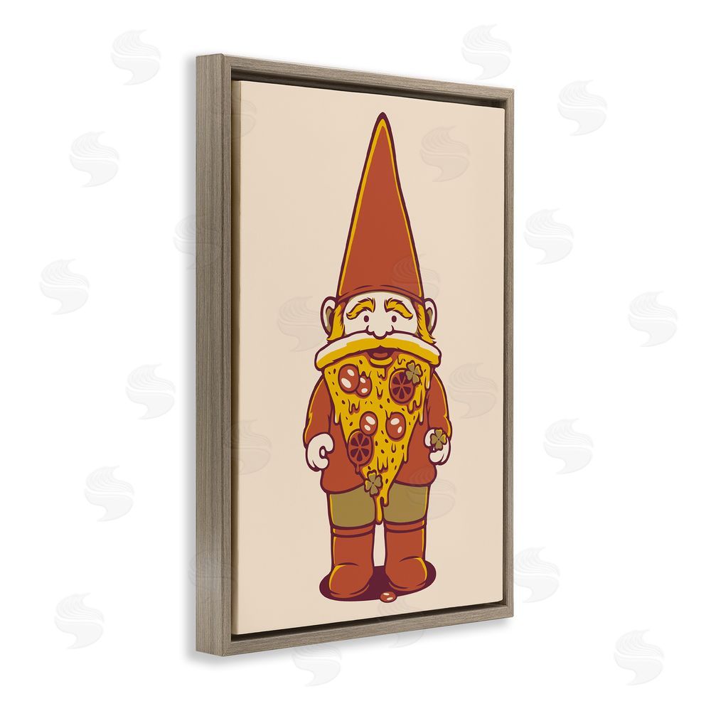 Tobe Fonseca Happy Pizza Gnome Brown Floating Frame Canvas Wall Art Print