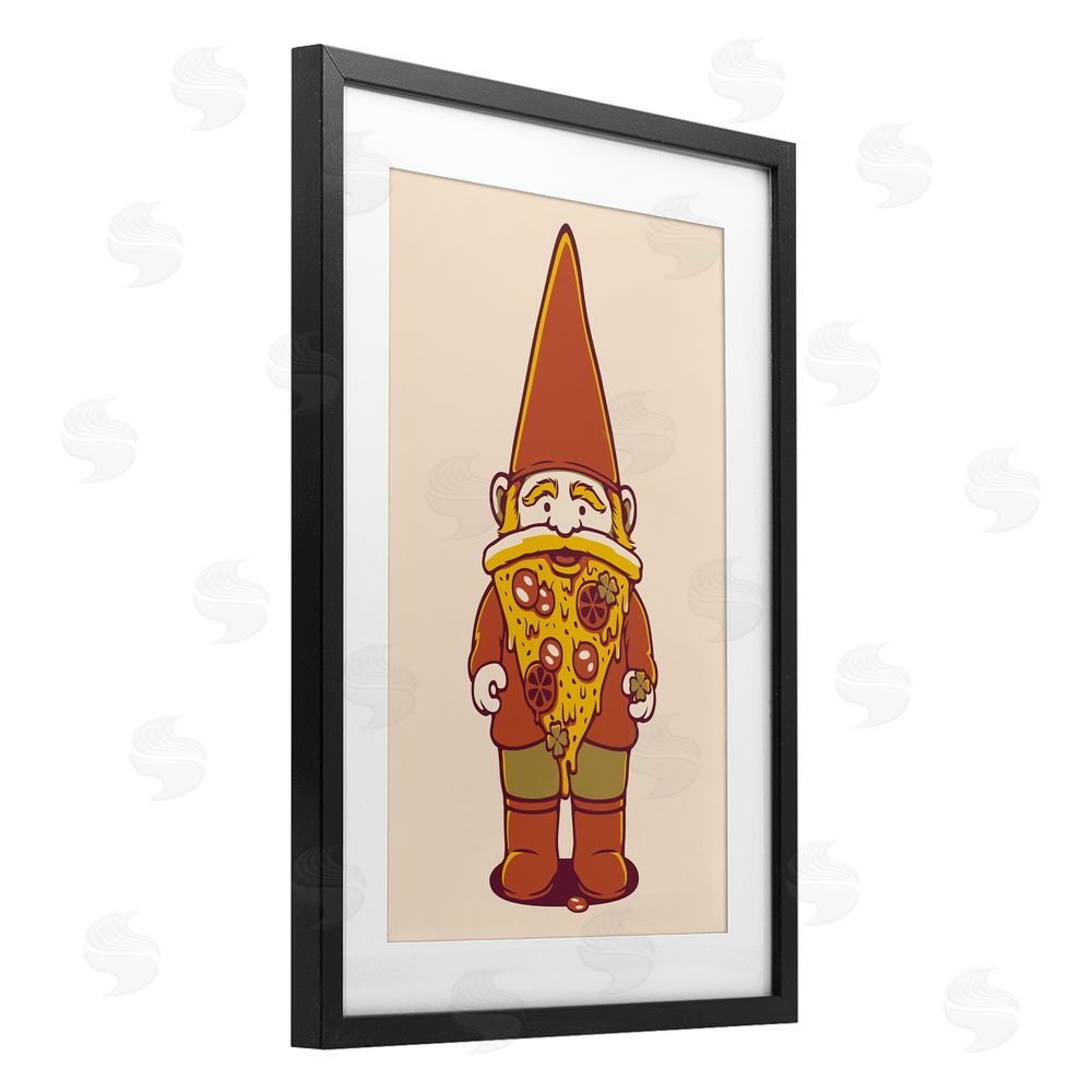 Tobe Fonseca Happy Pizza Gnome Black Framed Print Under Glass Wall Art