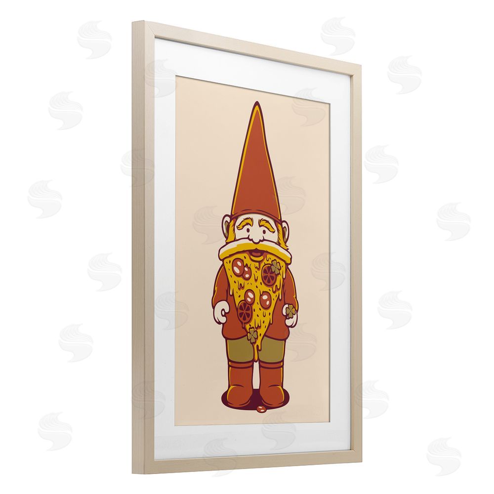 Tobe Fonseca Happy Pizza Gnome Birch Framed Print Under Glass Wall Art
