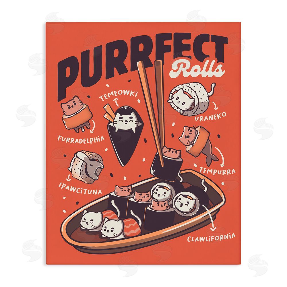 Tobe Fonseca Purrfect Rolls Sushi Cats Stretched Canvas Wall Art Print
